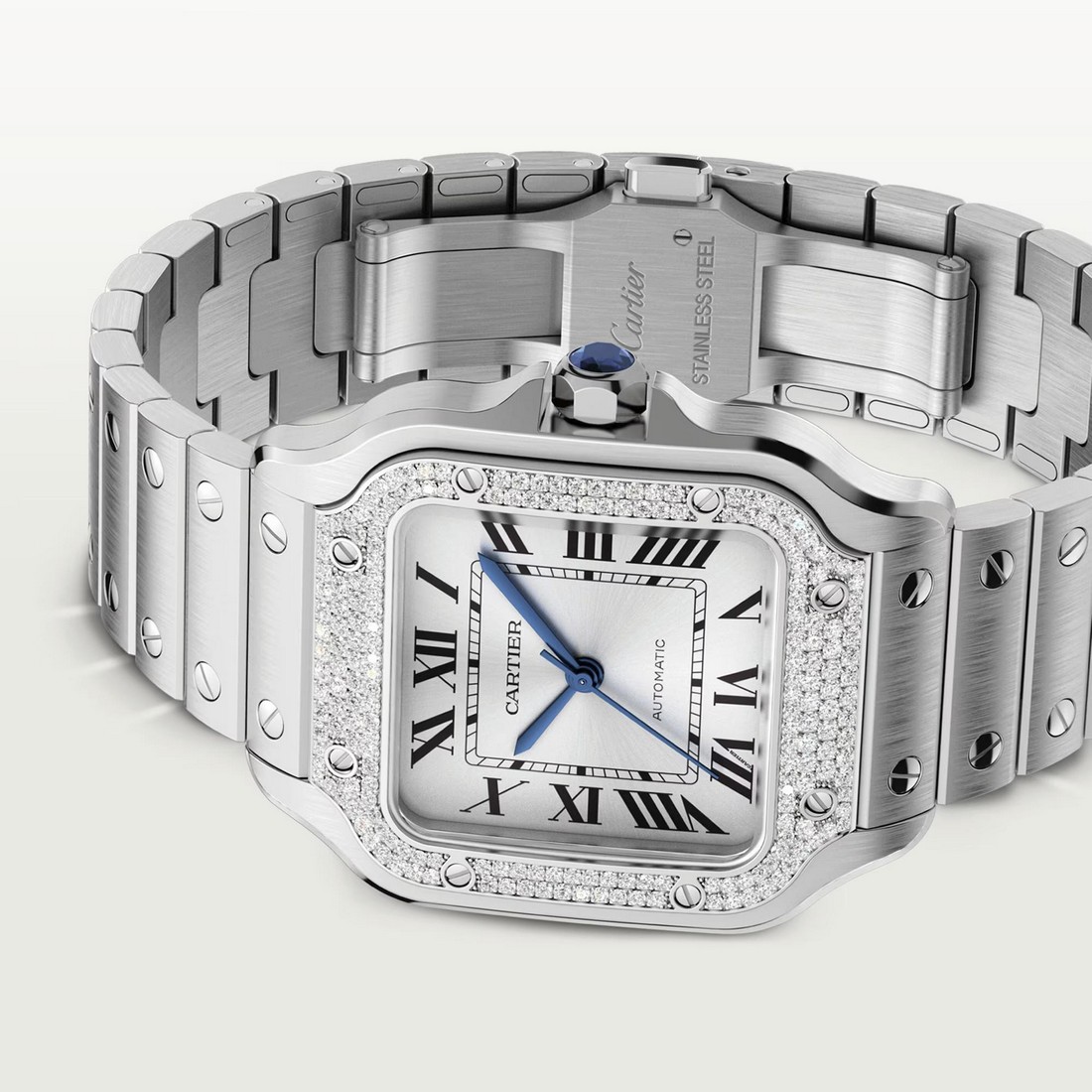 Đồng Hồ Cartier Santos De Cartier Medium Watch Nữ Xám